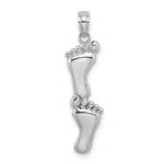 14K White Gold Polished Double Vertical Feet Charm - Product Photo