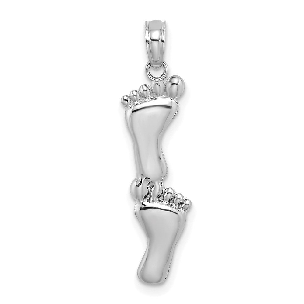 14K White Gold Polished Double Vertical Feet Charm - Product Photo