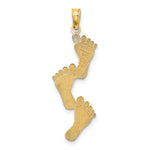 10K / 14K Yellow Gold Polished Triple Vertical Feet Charm - Product Photo