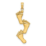 10K / 14K Yellow Gold Polished Triple Vertical Feet Charm - Product Photo