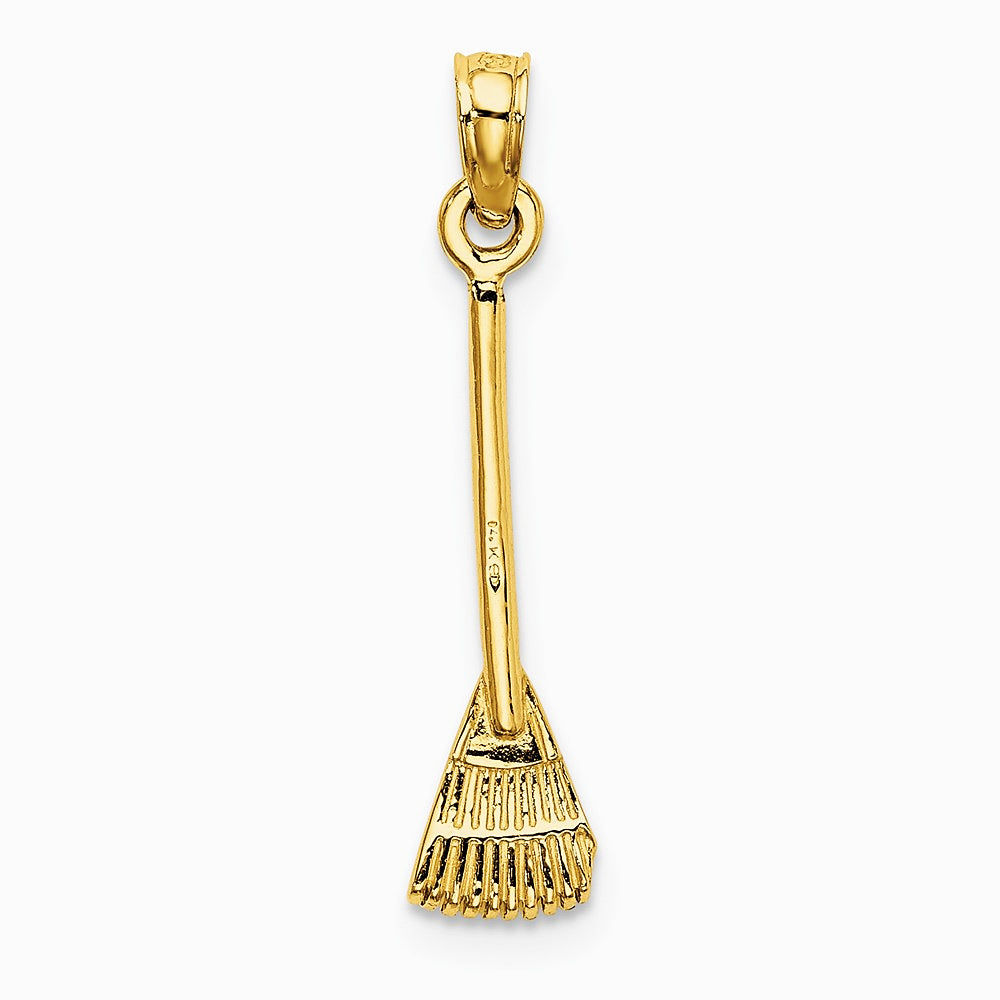 10K / 14K Yellow Gold 3-D Leaf Rake Garden Tool Charm - Product Photo
