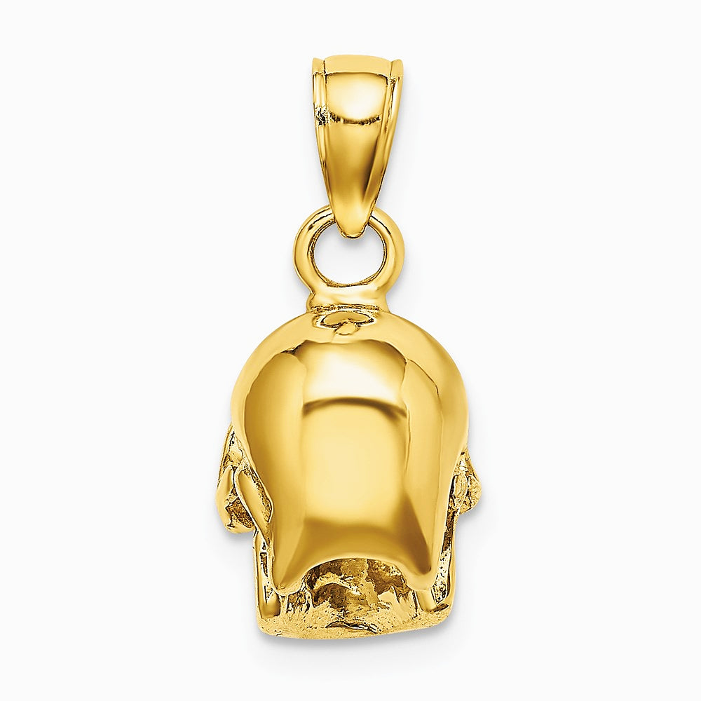 14K Yellow Gold 3-D Polished Skull Pendant - Product Photo