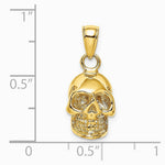 14K Yellow Gold 3-D Polished Skull Pendant - Product Photo