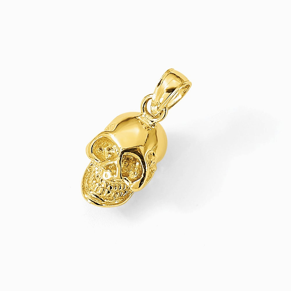 14K Yellow Gold 3-D Polished Skull Pendant - Product Photo