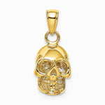 14K Yellow Gold 3-D Polished Skull Pendant - Product Photo