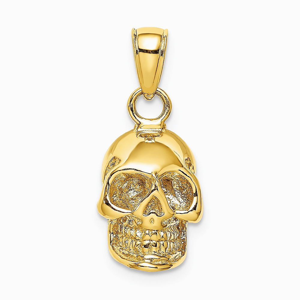 14K Yellow Gold 3-D Polished Skull Pendant - Product Photo
