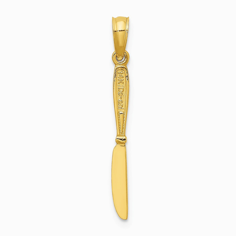 10K / 14K Yellow Gold 3-D and Polished Table Knife Charm - Product Photo