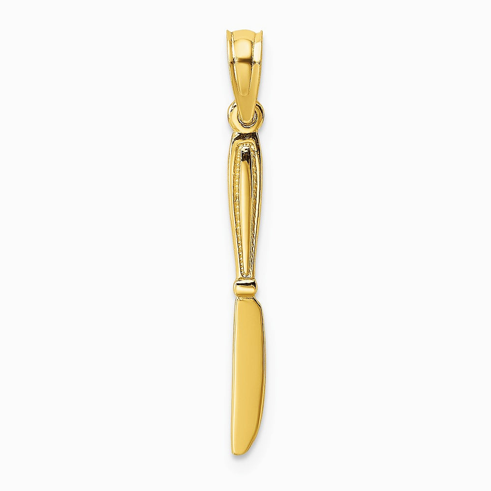 10K / 14K Yellow Gold 3-D and Polished Table Knife Charm - Product Photo