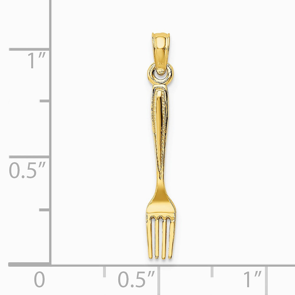 10K / 14K Yellow Gold 3-D and Polished Table Fork Charm - Product Photo