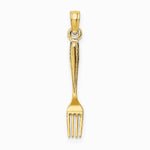 10K / 14K Yellow Gold 3-D and Polished Table Fork Charm - Product Photo