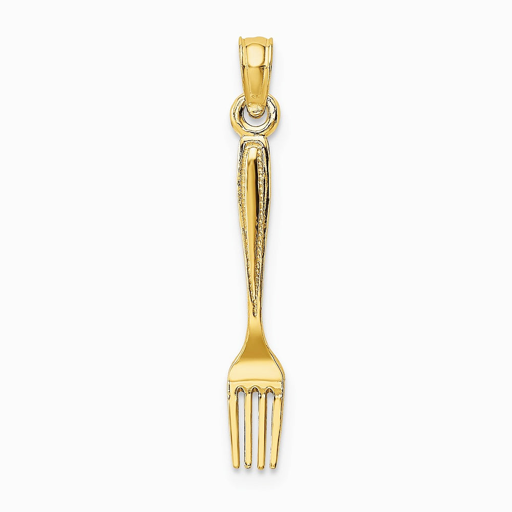 10K / 14K Yellow Gold 3-D and Polished Table Fork Charm - Product Photo