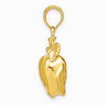 14K Yellow Gold 3-D Apple W/ Stem and Leaf Charm - Product Photo
