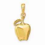 14K Yellow Gold 3-D Apple W/ Stem and Leaf Charm - Product Photo