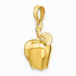 14K Yellow Gold 3-D Apple W/ Stem and Leaf Charm - Product Photo