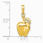 14K Yellow Gold 3-D Apple W/ Stem and Leaf Charm - Product Photo