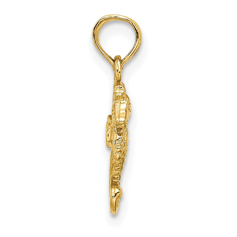 10K / 14K Yellow Gold 2-D Mini Seahorse Charm - Product Photo