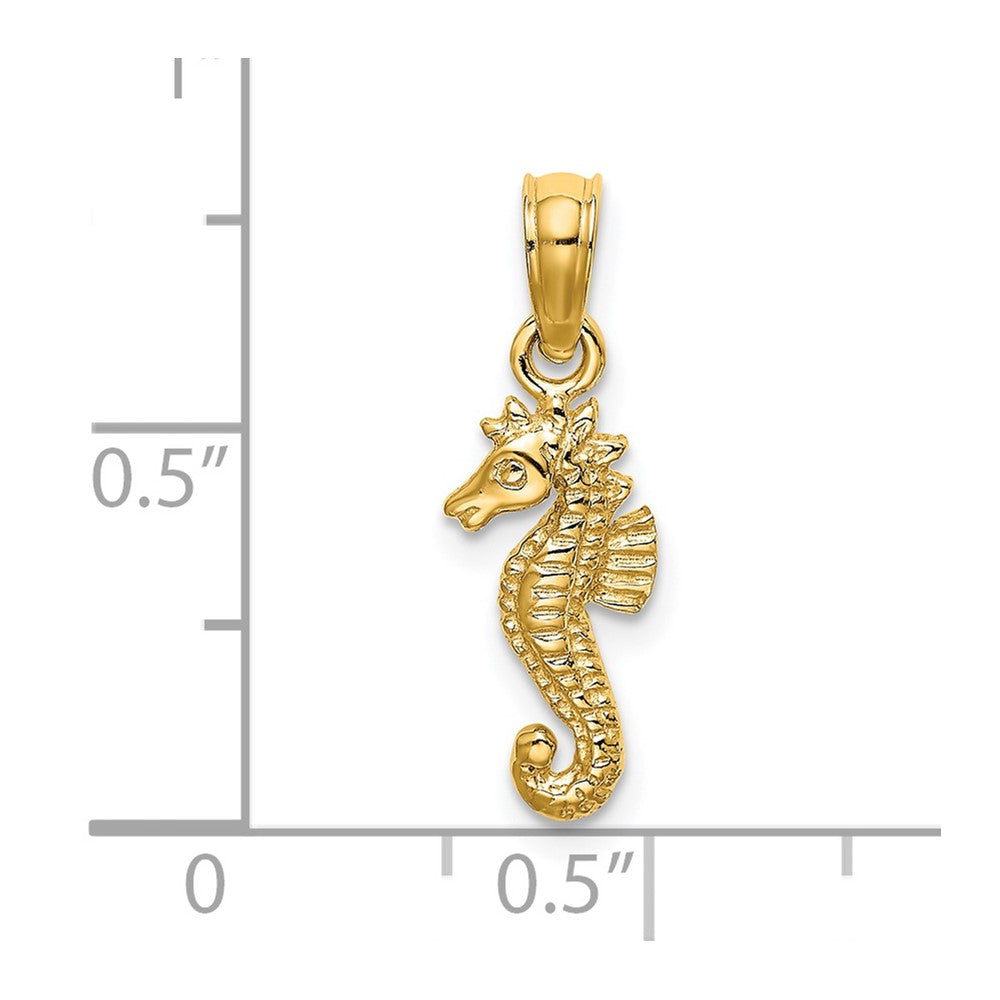 10K / 14K Yellow Gold 2-D Mini Seahorse Charm - Product Photo