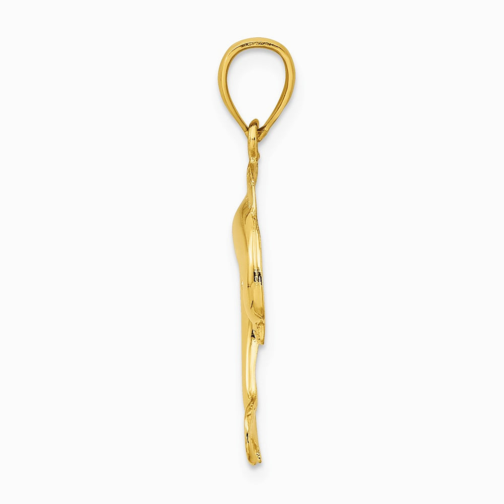 10K / 14K Yellow Gold Polished Dolphin Jumping Charm - Product Photo