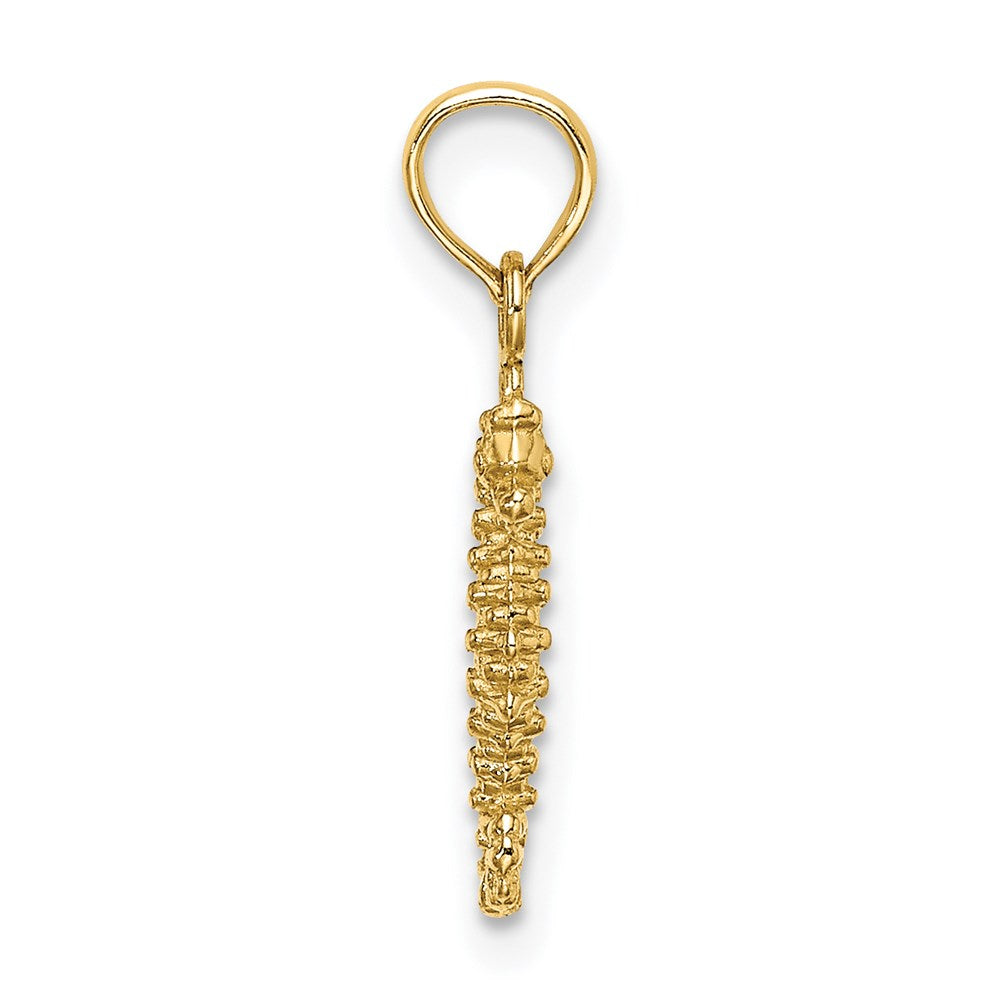 10K / 14K Yellow Gold 3-D Mini Seahorse Charm - Product Photo