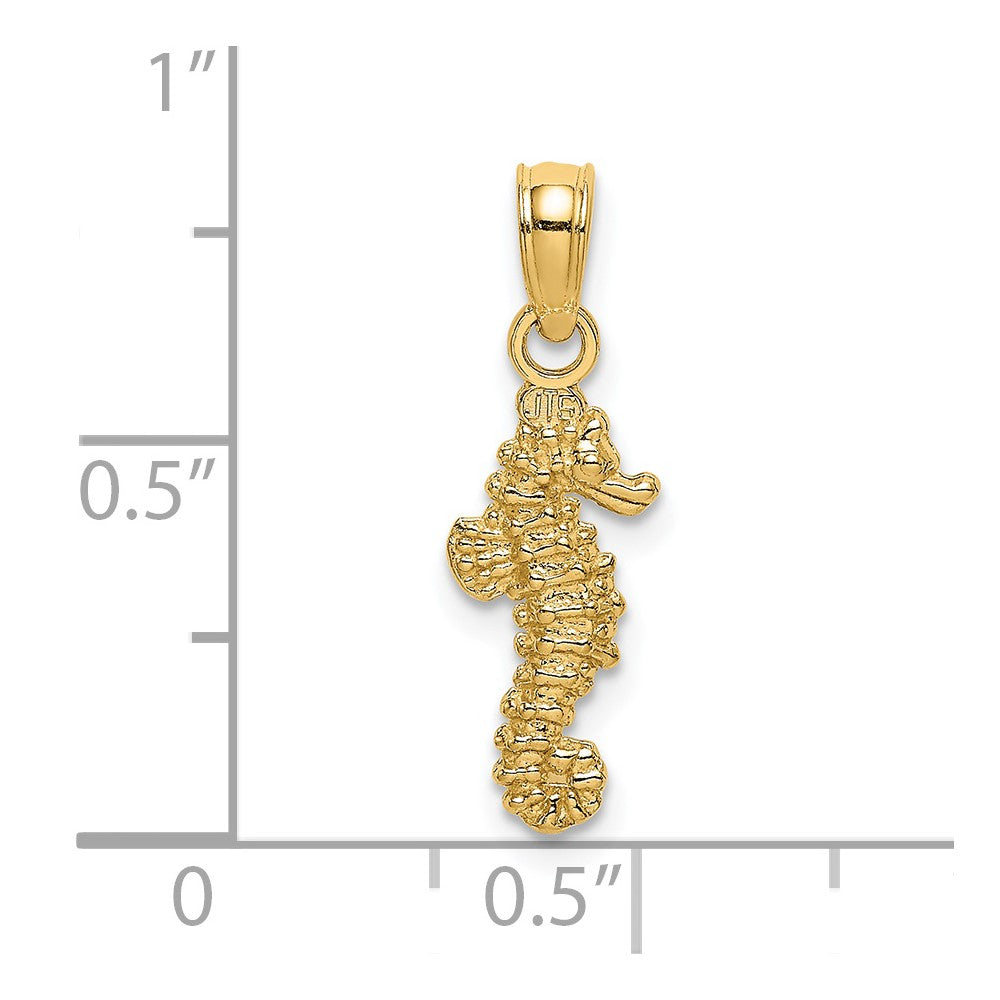10K / 14K Yellow Gold 3-D Mini Seahorse Charm - Product Photo