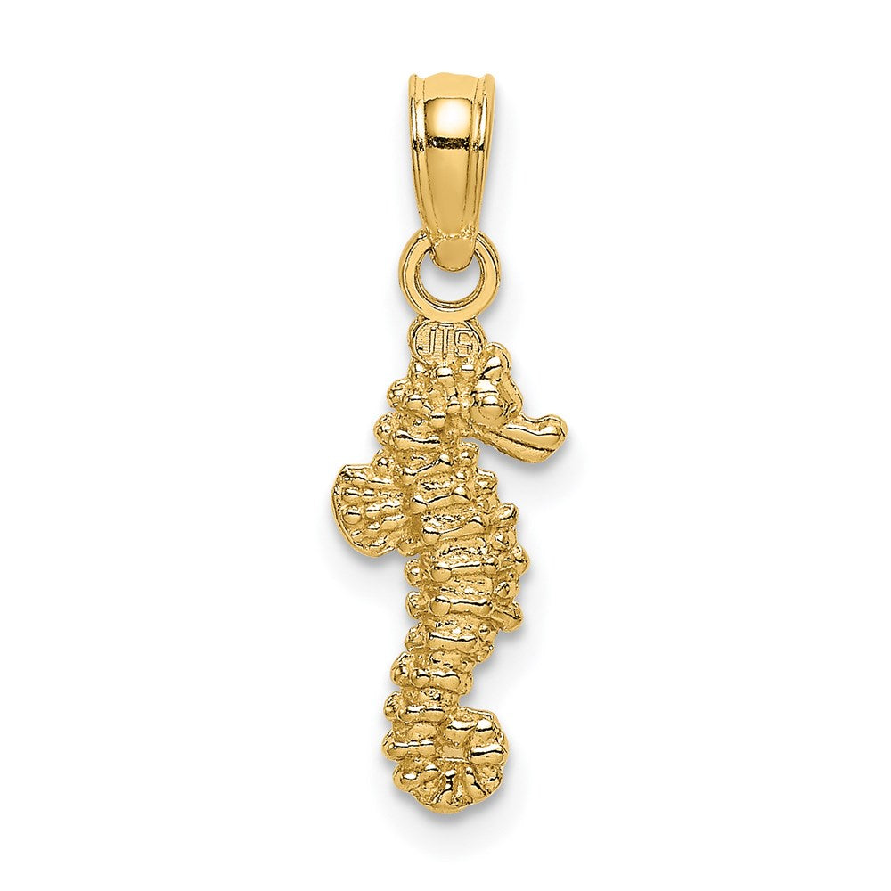 10K / 14K Yellow Gold 3-D Mini Seahorse Charm - Product Photo