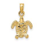 10K / 14K Yellow Gold 3-D Mini Sea Turtle Charm - Product Photo