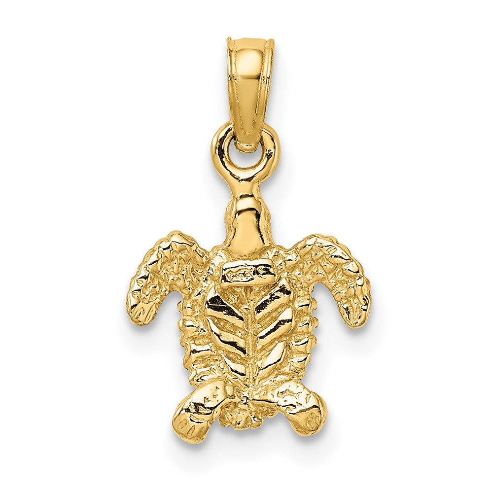 10K / 14K Yellow Gold 3-D Mini Sea Turtle Charm - Product Photo