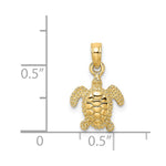 10K / 14K Yellow Gold 3-D Mini Sea Turtle Charm - Product Photo