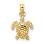 10K / 14K Yellow Gold 3-D Mini Sea Turtle Charm - Product Photo