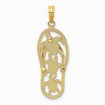10K / 14K Yellow Gold Triple Turtle Flip-Flop Charm - Product Photo