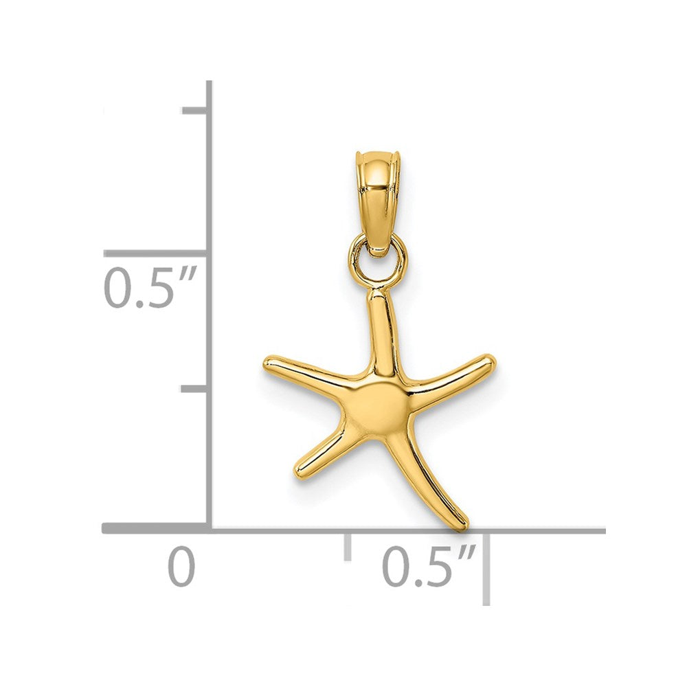 10K / 14K Yellow Gold Polished Mini Dancing Starfish w/ Bail Charm - Product Photo