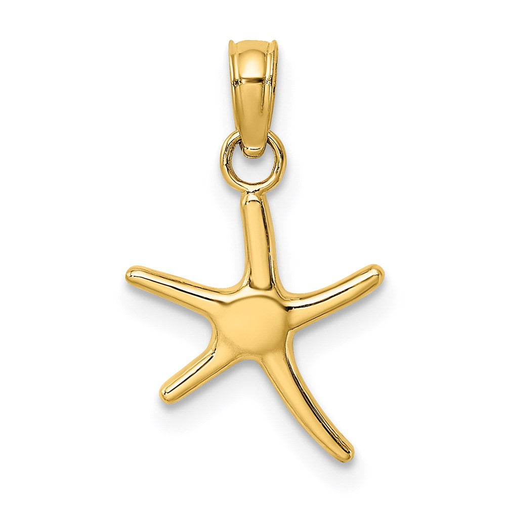 10K / 14K Yellow Gold Polished Mini Dancing Starfish w/ Bail Charm - Product Photo