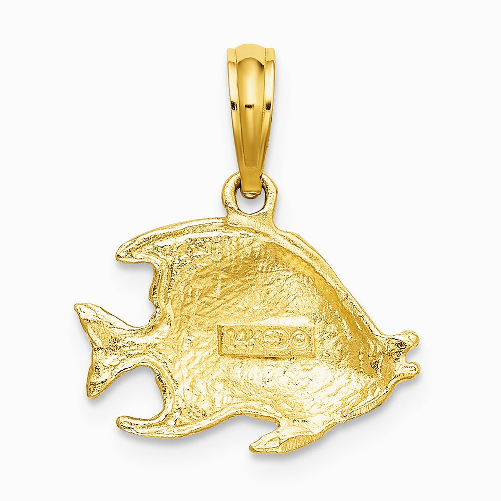 10K / 14K Yellow Gold Polished Textured Fish Charm - Product Photo