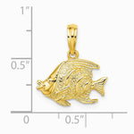 10K / 14K Yellow Gold Polished Textured Fish Charm - Product Photo