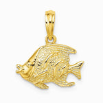 10K / 14K Yellow Gold Polished Textured Fish Charm - Product Photo