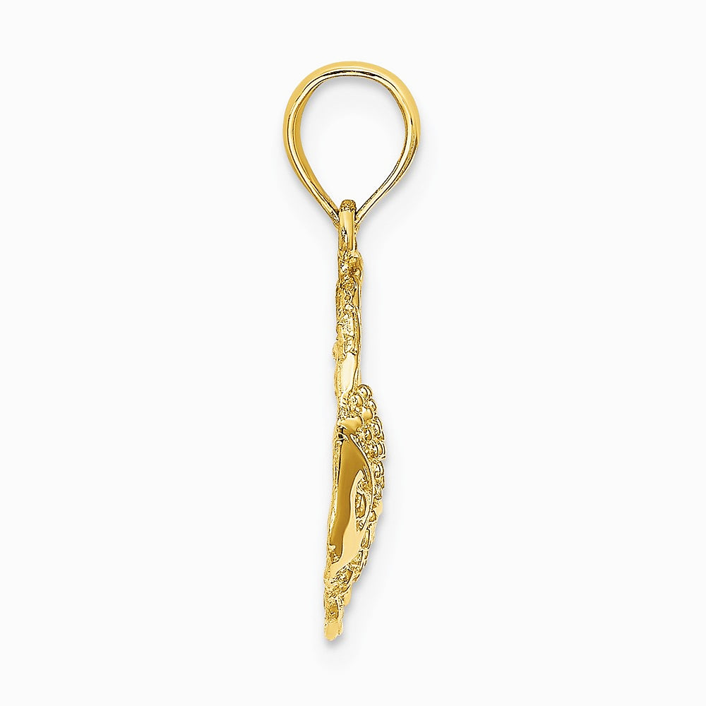 10K / 14K Yellow Gold Textured Fish Charm - Product Photo