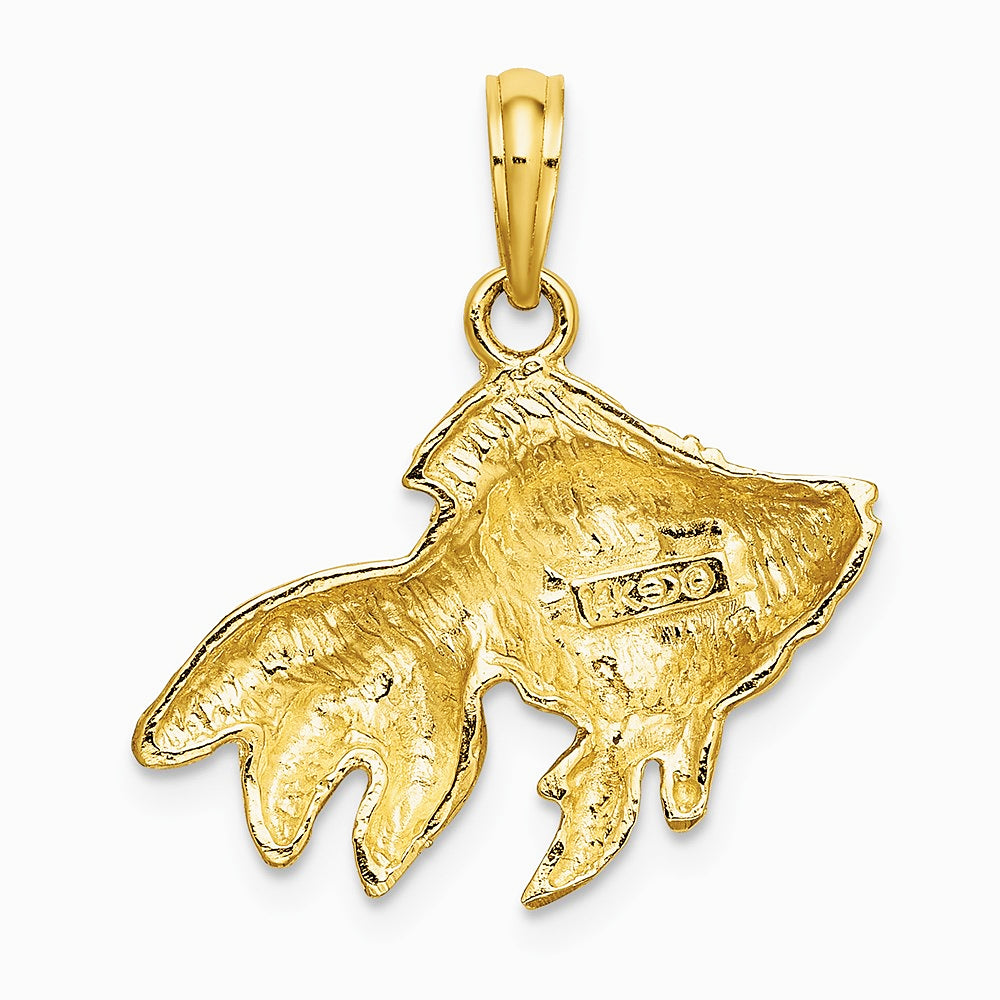 10K / 14K Yellow Gold Textured Angel Fish Charm - Product Photo