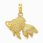 10K / 14K Yellow Gold Textured Angel Fish Charm - Product Photo