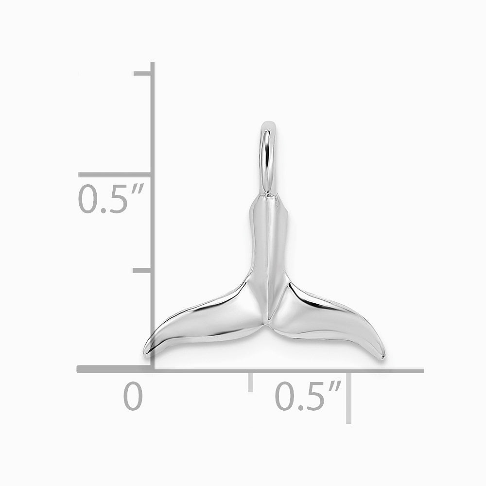 10K / 14K White Gold 3-D Polished Whale Tail Charm - Product Photo