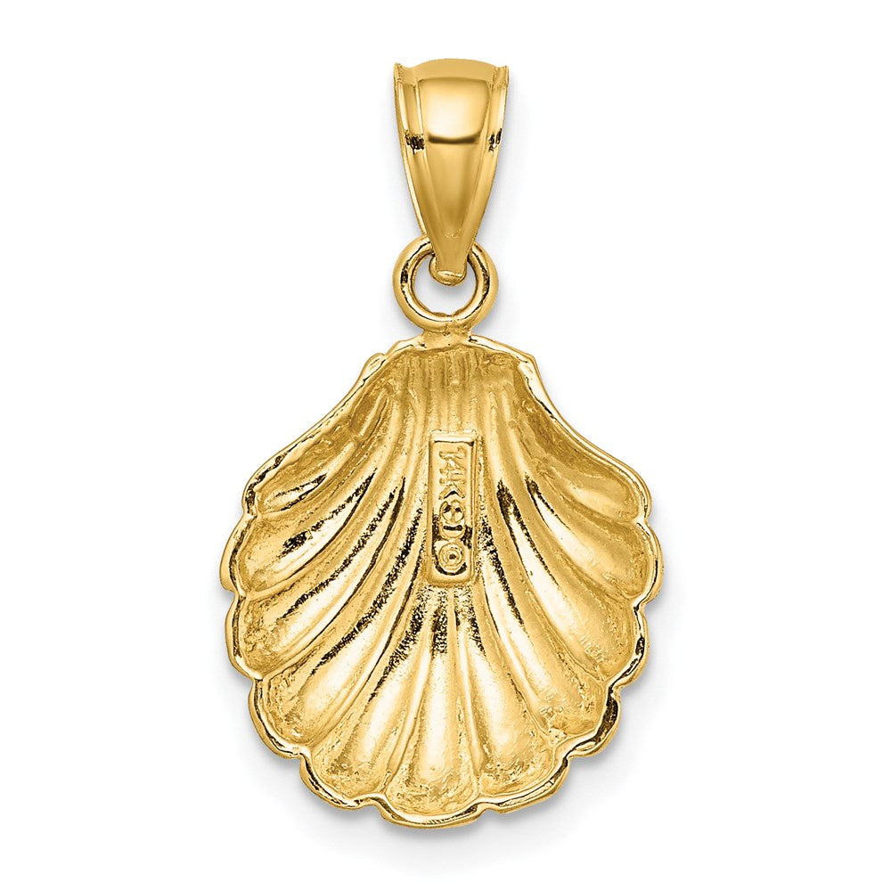 10K / 14K Yellow Gold Polished 2-D Scallop Shell Charm - Product Photo