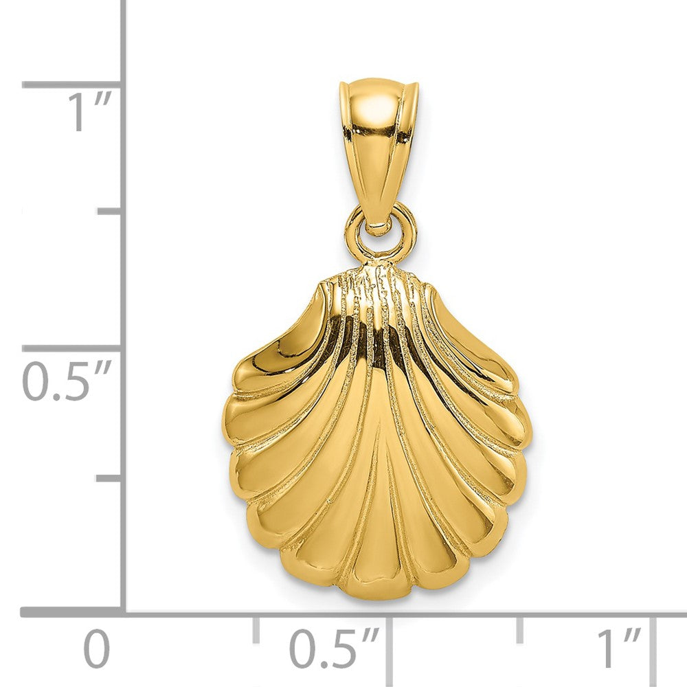 10K / 14K Yellow Gold Polished 2-D Scallop Shell Charm - Product Photo