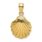 10K / 14K Yellow Gold Polished 2-D Scallop Shell Charm - Product Photo
