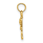 10K / 14K Yellow Gold Textured Mini Double Dolphins and Waves Charm - Product Photo