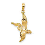 10K / 14K Yellow Gold 3-D Pelican Flying Charm - Product Photo