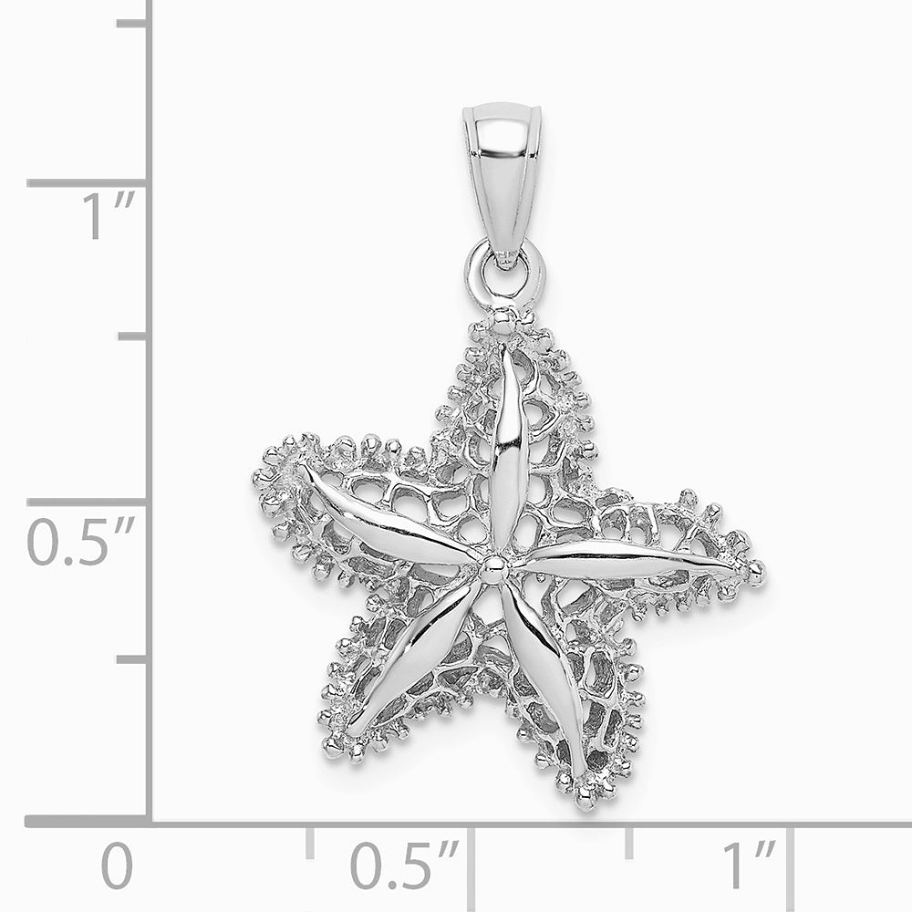 14K White Gold Starfish Filigree Charm - Product Photo