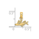10K / 14K Yellow Gold Mini Flying Fish Charm - Product Photo