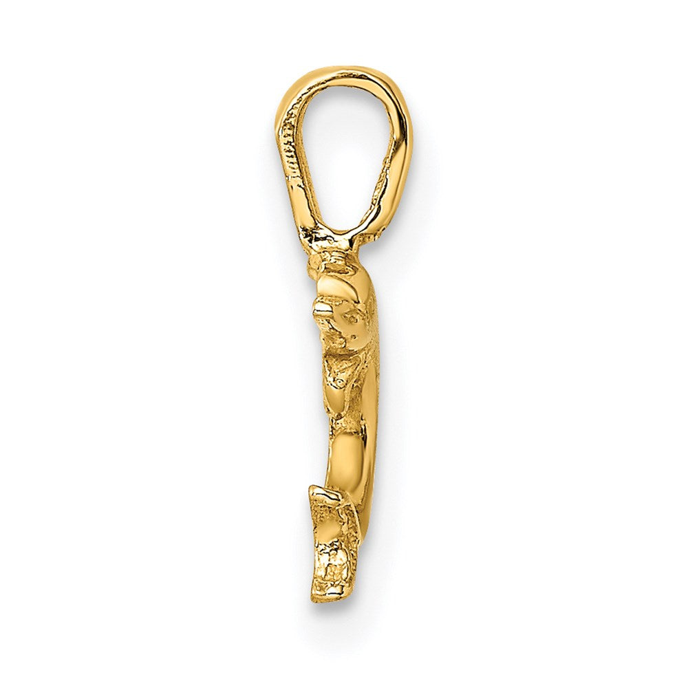 10K / 14K Yellow Gold Mini Jumping Dolphin w/ Fixed Bail Charm - Product Photo