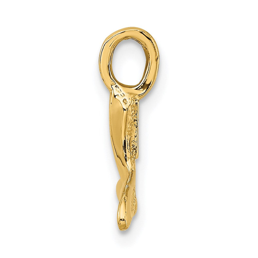 10K / 14K Yellow Gold Polished Mini Whale Tail Charm - Product Photo