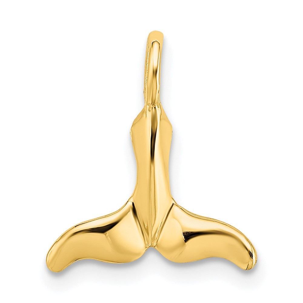 10K / 14K Yellow Gold Polished Mini Whale Tail Charm - Product Photo
