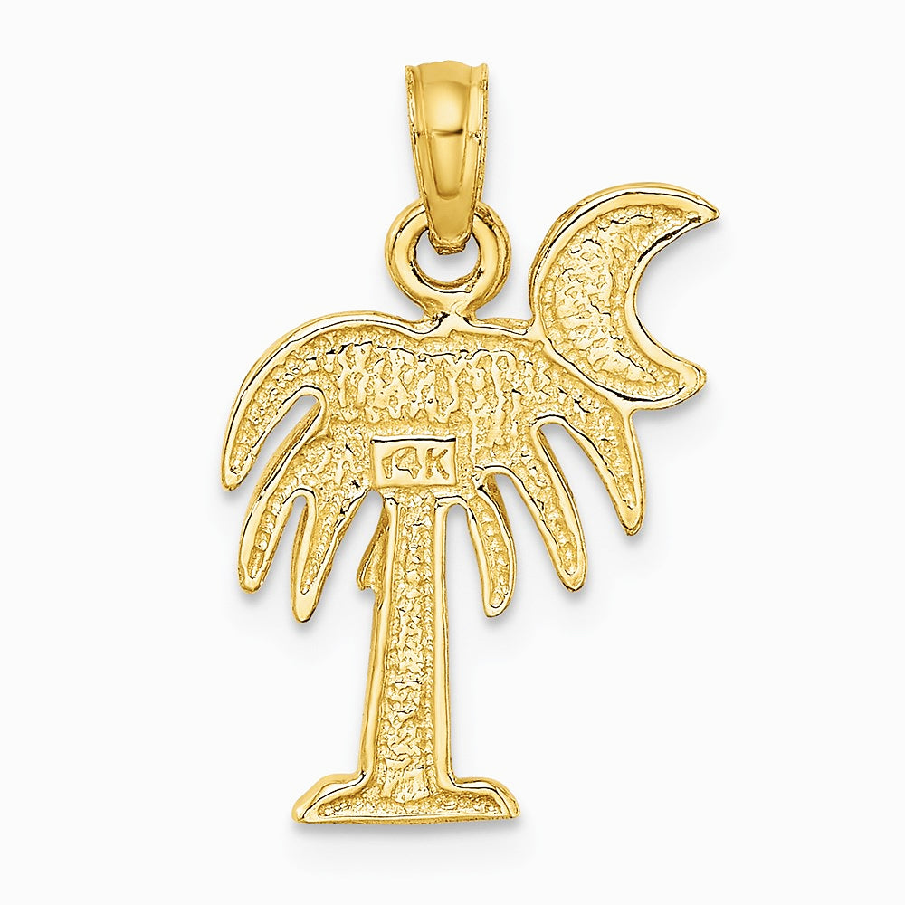 10K / 14K Yellow Gold Polished Charleston Palm Tree Charm - Product Photo